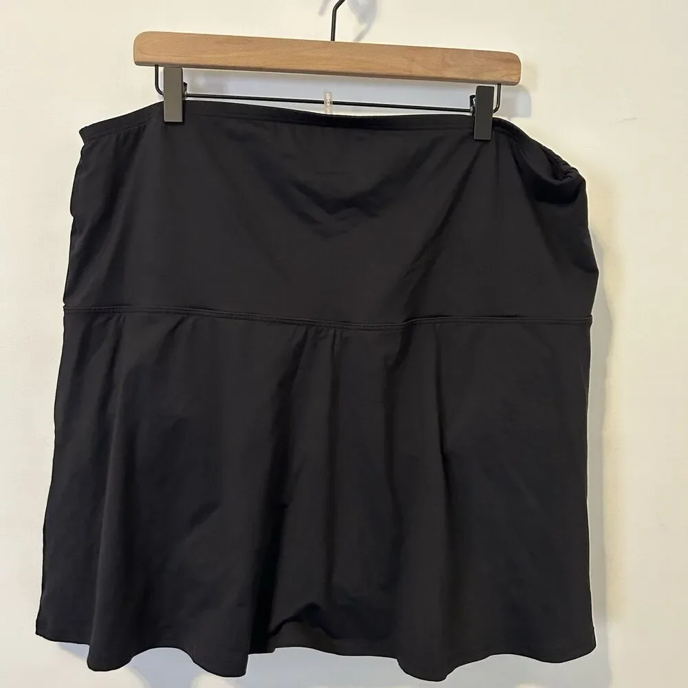 Lands' End Swim Skirt Skort Women Plus Size 24W Black Built in Brief Beach